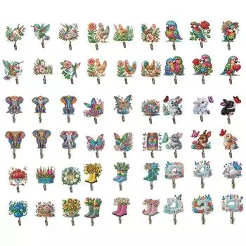 6 шт. крючки для алмазной живописи, животные, цветы, алмазная живопись, вешалка, горный хрусталь, картина, брелок, вешалка для домашнего офиса, декор BT009