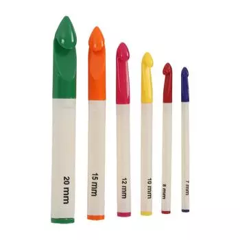 6 шт. крючков для вязания с эргономичной ручкой, узнаваемый размер, разные цвета, набор пластиковых игл для вязания