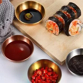 6 шт. круглая тарелка для соуса из нержавеющей стали для сала, барбекю, горячий горшок, миска для блюдца, контейнер для приправ, блюдо для соуса, кухонные гаджеты