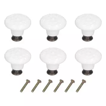 6 шт. круглых керамических ручек для шкафа, изысканная ручка с одним отверстием для дверцы ящика шкафа, белая