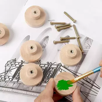 6 шт. круглых ручек для шкафов с плоским верхом, фурнитура для ящиков из дерева, ручки 3cmx2.5cm