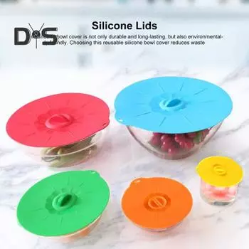 6 шт., крышка от брызг для микроволновой печи, многоразовая силиконовая крышка, термостойкая силиконовая крышка для чаш для домашней кухни разноцветный