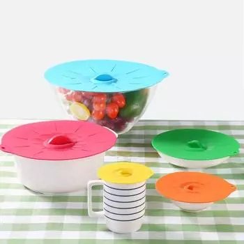 6 шт., крышка от брызг для микроволновой печи, многоразовая силиконовая крышка, термостойкая силиконовая крышка для чаш для домашней кухни разноцветный
