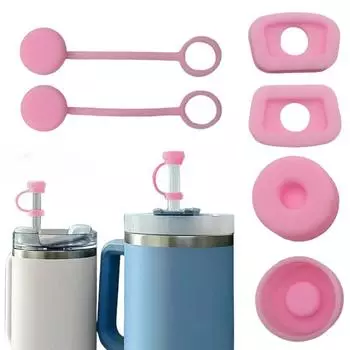 6 шт. Крышка с трубочкой, заглушка для проливания, многоразовая силиконовая бутылка для воды, пылезащитный чехол с трубочкой, моющиеся пылезащитные аксессуары для бутылок с водой синий