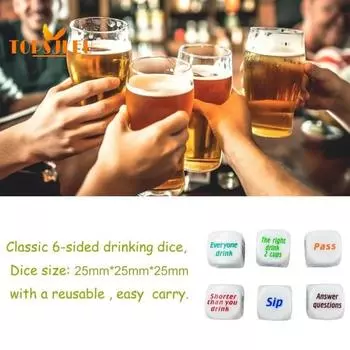6 шт. кубики-25 мм, кубики для питья, 6-сторонние разные буквы, гладкий край, круглый угол, забавные акриловые кубики для вечеринок 25mm