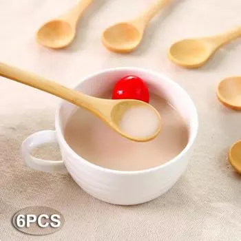 6 шт. кухонная мини-деревянная посуда для кофе, супа, каши, чайной ложки, приправы