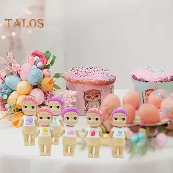 6 шт. Кукла-ангел из серии «Клубника» Карманная фигурка ангела с фруктовым головным убором из ПВХ Мини стоящая мультяшная фигурка ангела настольное украшение орнамент 6pcs