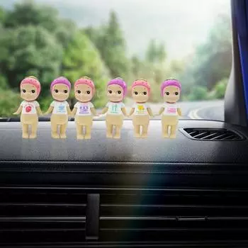 6 шт. Кукла-ангел из серии «Клубника» Карманная фигурка ангела с фруктовым головным убором из ПВХ Мини стоящая мультяшная фигурка ангела настольное украшение орнамент 6pcs