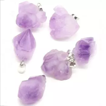6 шт., Кулон из необработанного аметиста, Необычные украшения из натуральных кристаллов для женщин и подростков | Духовное исцеление, Подарки для снятия тревоги | Бохо 2025 (Вирусный TikTok) 6Pcs/12-20mm фиолетовый