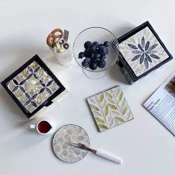 6 шт. квадратная/круглая цветная подставка под стакан в виде ракушки с чехлом подставка под чашку натуральный кофейный коврик 1 Pc Style F