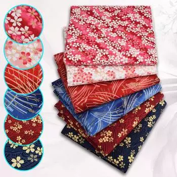 6 шт. квадратов ткани в японском стиле, напечатанная хлопковая стеганая ткань ручной работы с цветочным узором, домашний текстильный материал 24x24 см 24 x 24CM