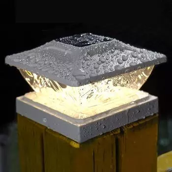 6 шт. лампа-колонна для виллы, теплый белый и холодный белый свет, солнечные столбы, 2 режима, IP65, водонепроницаемая, забор, ворота, светодиодная лампа