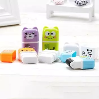 6 шт. ластик, легко протирается, удобная ручка, изысканный изысканный мультяшный принт, хорошая эластичность, пластик, милый роликовый ластик с изображением животных для школы