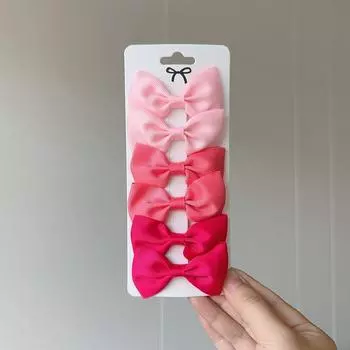 6 шт. Ленты Банты Заколка для волос Девушка Милая Однотонный Дизайн Заколка Цветовой блок Нежные Зажимы для волос Заколки Каваи Детские Аксессуары