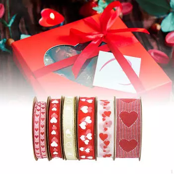 6 шт. Ленты ко Дню Святого Валентина, сердечки, декоративная лента для шитья, упаковка для
