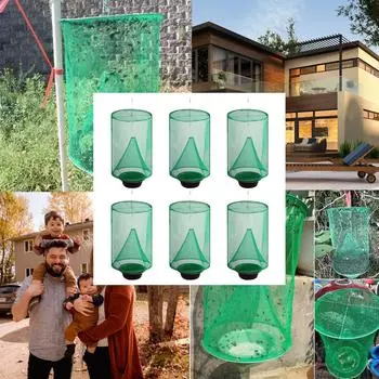 6 шт. летние подвесные клетки для ловли рыбы, сетка для фермы, многоразовые садовые портативные, простые в использовании, складные для ранчо на открытом воздухе One Size