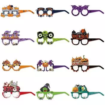 6 шт. Летучие мыши Призрак Бумажные очки Тыквенные тыквенные очки Смешные Хэллоуин Смешные очки для взрослых StyleB