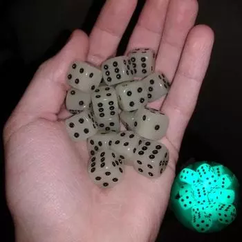 6 шт./лот 14 мм 6-гранный фосфоресцирующий кубик с цифрами, ночник, светящийся, забавный, ночной бар, развлечения KTV, настольная игра, набор кубиков Dnd белый