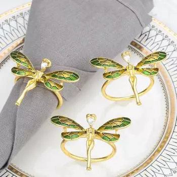 6 шт./лот 2024 г. Новая пряжка для салфеток Elf Girl из высококачественного сплава с масляными каплями для салфеток и кольца для салфеток