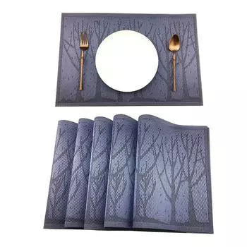 6 шт./лот, 3 цвета, синие салфетки для ужина с героями мультфильмов, ПВХ коврики для столовых приборов, посуда из лесного дерева, посуда, милые подкладки для кухонного стола серебряный