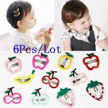 6 шт./лот аксессуары для волос для девочек фруктовые заколки-вишни банановые заколки-капли для девочек милые заколки для волос детские заколки для волос случайные