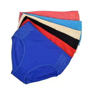 6 шт./лот, большие размеры, женское нижнее белье, хлопковые трусы со средней талией, сексуальные кружевные трусики, женские трусики для девочек XXXL разноцветный