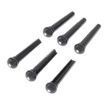 6 шт./лот, черный АБС-пластик, верхняя часть, белая точка, штифты для моста для акустической гитары