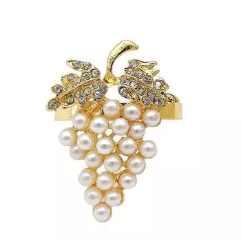 6 шт./лот кольцо для салфеток с жемчугом и виноградом металлическая пуговица для салфеток кольцо для салфеток украшение для стола золотой