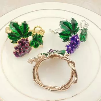 6 шт./лот кольцо для салфеток в стиле «западная еда» фрукт виноград кольцо для салфеток пуговица для салфеток свадьба День святого Валентина украшение стола золотой