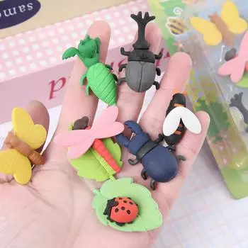 6 шт./лот, креативный мультфильм, имитация насекомых, пчела, бабочка, серия насекомых, резиновый костюм, студенческие канцелярские принадлежности, ластик зелёный