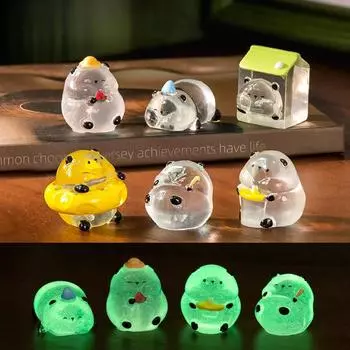 6 шт./лот милые светящиеся миниатюры животных панда мини-фигурка светится в темноте сказочное украшение сада микропейзаж 2.8x2.5cm белый