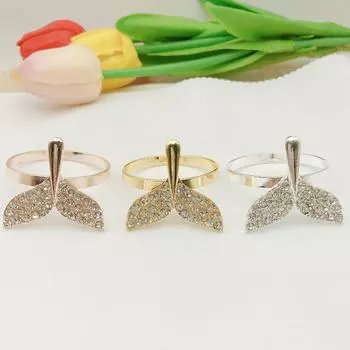 6 шт./лот Новое кольцо для салфеток Пряжка для салфеток в виде хвоста кита Алмазный круг для салфеток Круглое украшение для званого ужина