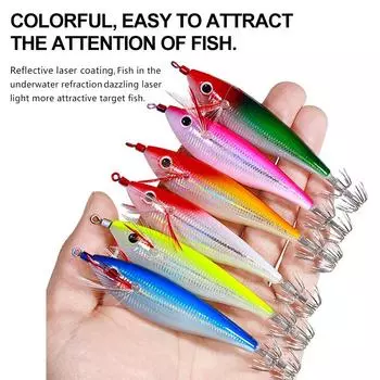 6 шт./лот Pesca Eging крючки из кальмара и креветок, приманка для осьминога, 10 см, 10 г, светящаяся приманка для осьминога, товары для рыбалки, искусственная приманка