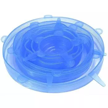 6 шт./лот, регулируемая эластичная силиконовая крышка для еды, универсальные расширяемые крышки для банок, миска для посуды, многоразовая растягивающаяся кухонная крышка белый