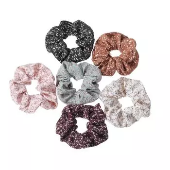 6 шт./лот Резинки для волос Аксессуары для головы Эластичные Черные с принтом Женские Девичьи Скранчи Нейтральные для школы