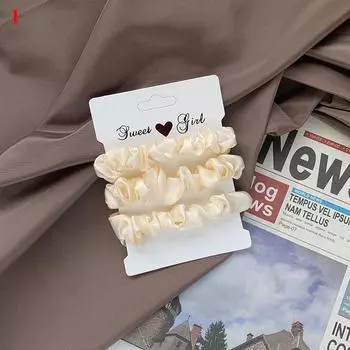 6 шт./лот Резинки для волос Держатель для хвостика для женщин Девушек Аксессуары для волос Сатиновый головной убор Однотонные резинки Скранчи Завязки Веревки