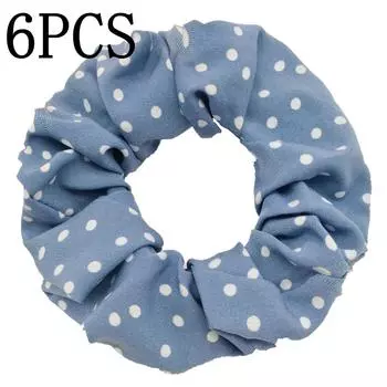 6 шт./лот Резинки для волос Простые повседневные резинки Эластичная лента Женский держатель Аксессуары Шифоновая повязка на голову В горошек Для хвостика Повседневные