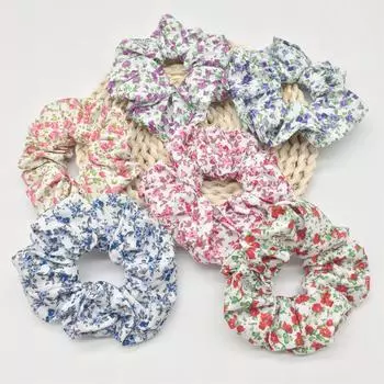 6 шт./лот Резинки для волос Скранчи Резинки Веревки Держатель для хвостика для женщин Аксессуары Тканевый головной убор Мелкий цветочный Сладкий Милый