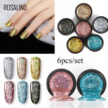 6 шт./лот ROSALIND 5 мл алмазный гель-лак для ногтей набор платиновый гель для ногтей набор для дизайна ногтей