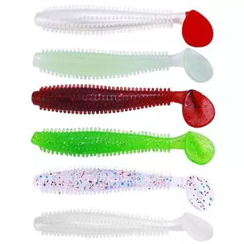 6 шт./лот силиконовая мягкая приманка для рыбалки с частицами червей приманки искусственные приманки для снастей для ловли окуня карпа