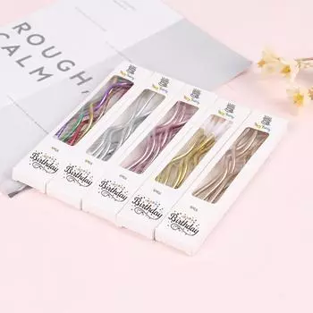 6 шт./лот, свеча с резьбой, изогнутая спираль, торт, пламя свечи, детский день рождения золотой