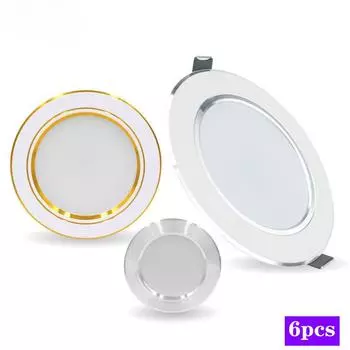 6 шт./лот светодиодный потолочный светильник 5 Вт 9 Вт 12 Вт 15 Вт 18 Вт круглый ультратонкий алюминиевый встраиваемый светильник 220 В-240 В светодиодный светильник для внутреннего светодиодного точечного освещения 9W&Cold White
