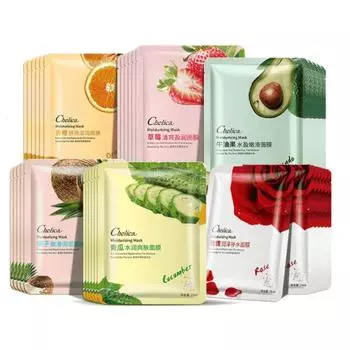 6 шт./лот, увлажняющая маска для лица, кокос, авокадо, фруктовая маска, лист для ухода за кожей, контроль жирности