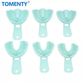 6 шт. лоток для зубных имплантатов, зеленый съемный поднос с полным ртом, частичная форма, легко складывающаяся перегородка, пластиковый инструмент для стоматолога, материал S/M/L 6pcs