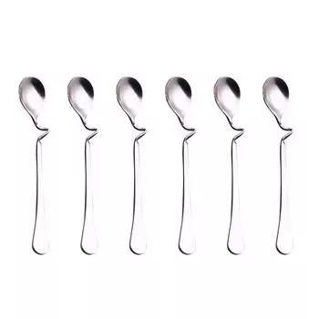 6 шт. ложек для эспрессо, мини-ложки в форме буквы S для размешивания кофе, нержавеющая сталь 12.5x2.1cm