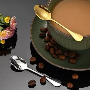 6 шт. ложек из нержавеющей стали для кофе, десерта, мороженого, помешивания чая, маленькие ложки, кухонные принадлежности, набор мини-ложек из золота