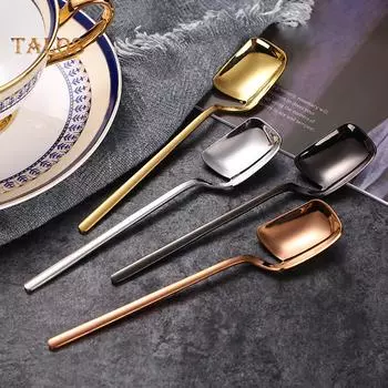 6 шт. ложек из нержавеющей стали для кухни, ресторана, кофе, чая, молока, десерта, мороженого чёрный