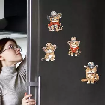6 шт. магнит на холодильник с алмазной живописью особой формы, наклейки на холодильник с изображением белой лисы, магнит на холодильник с алмазным искусством для поделок своими руками, подарков на вечеринку