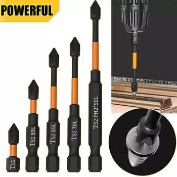 6 шт., магнитная крестовая отвертка, головка 25/50/65/70/90/150 мм, антикоррозийные биты, шестигранная бита 1/4 дюйма для электрической отвертки 25MM