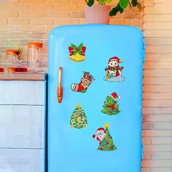6 шт. магнитных магнитов на холодильник с рождественским алмазным узором для проектов «сделай сам», для детского и взрослого домашнего декора, весна/лето, декор гаража/автомобиля